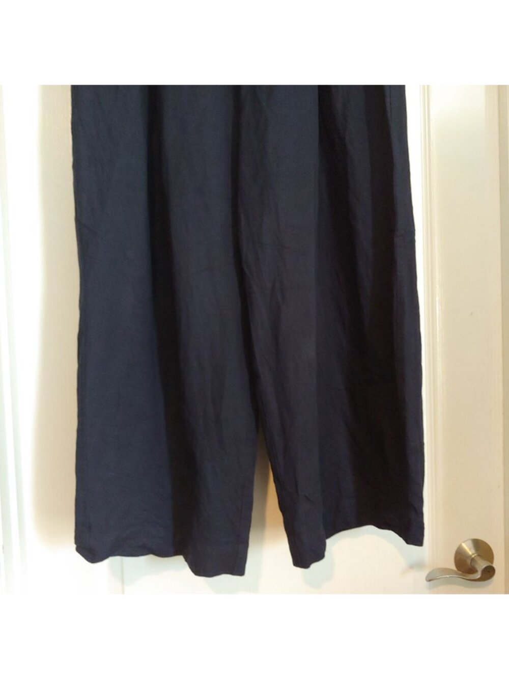 COS Wide Leg Linen Blend Pleated Pants Minimalist Quiet Luxury Lagenlook 14 Navy - Picture 5 of 10